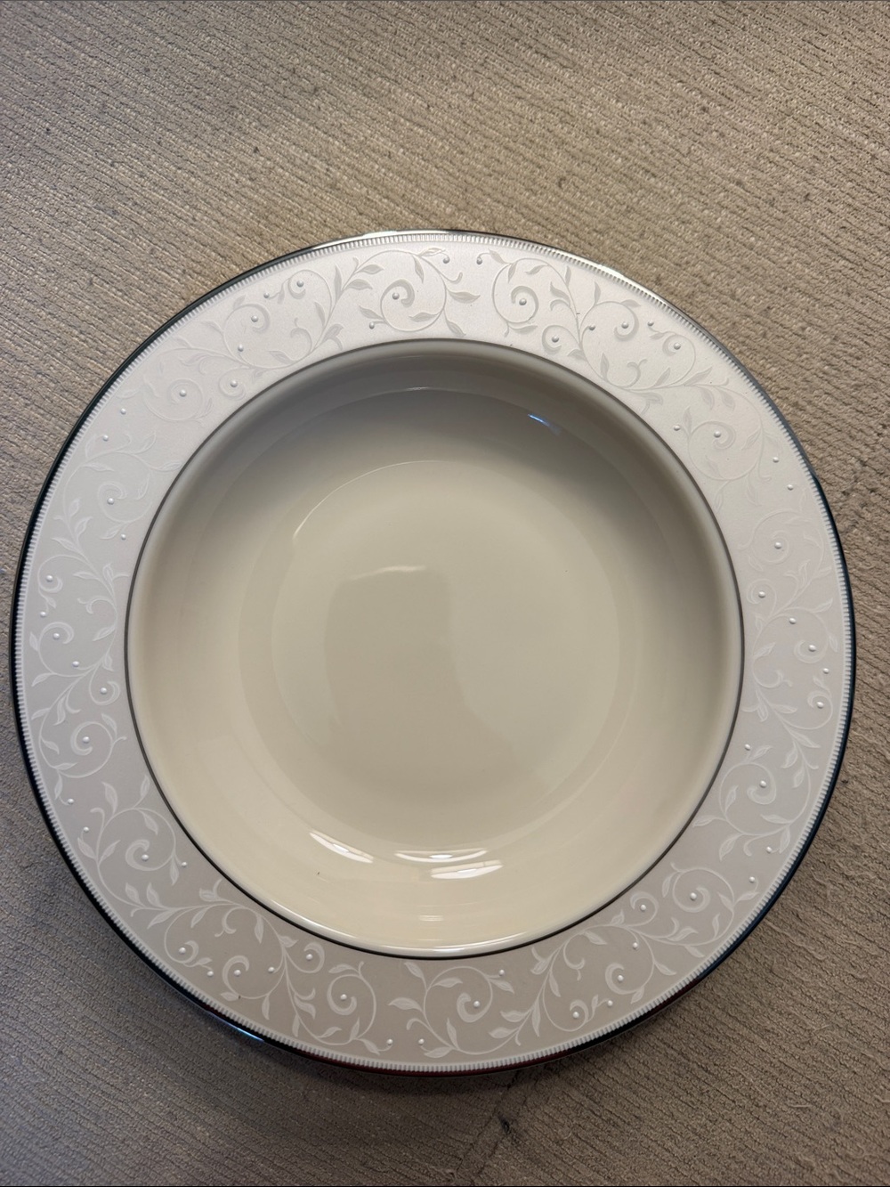 Lenox Pearl Innocence Soup Bowl with Platinum Rim